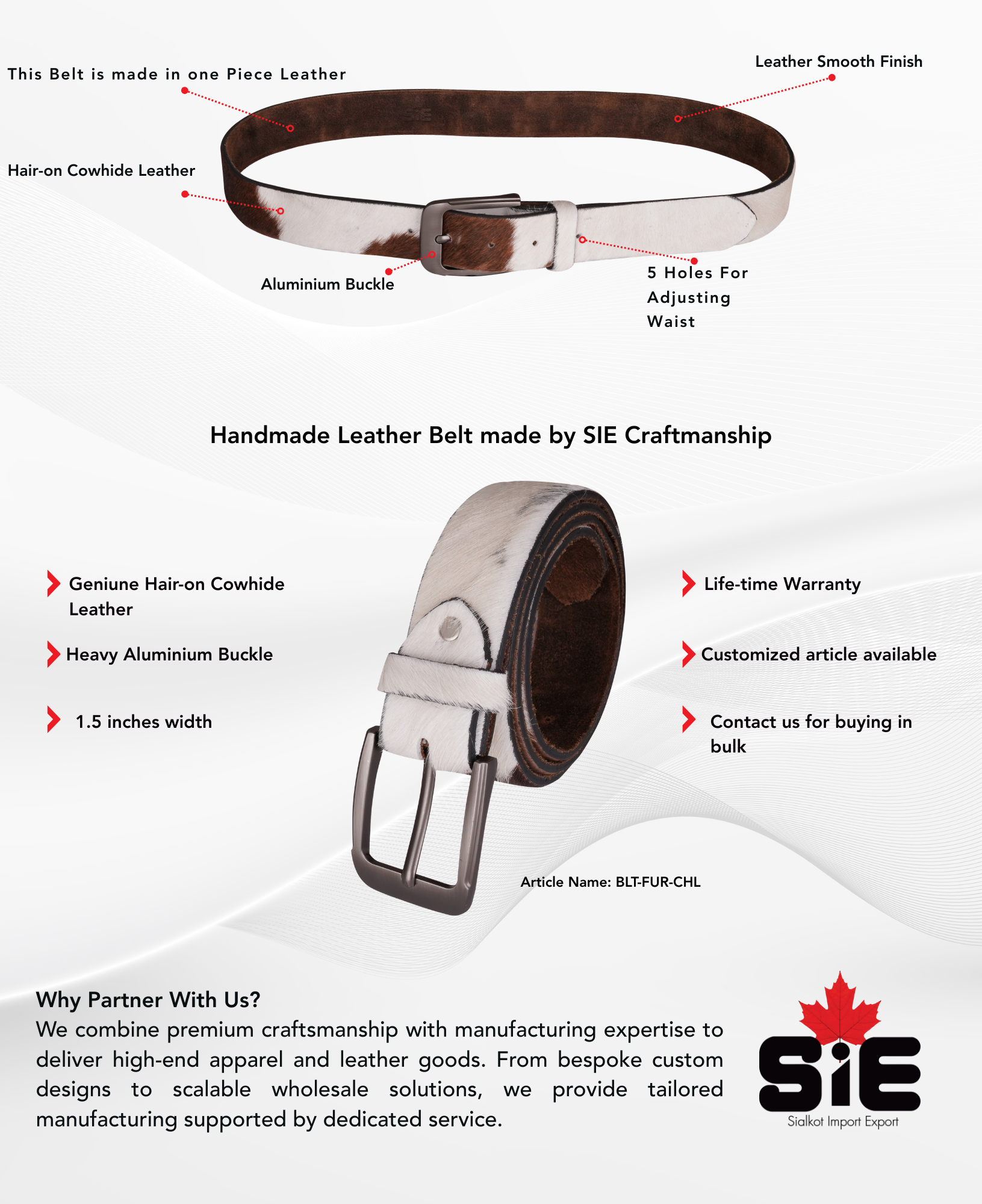 Hair-on Leather Belt - Men's description image