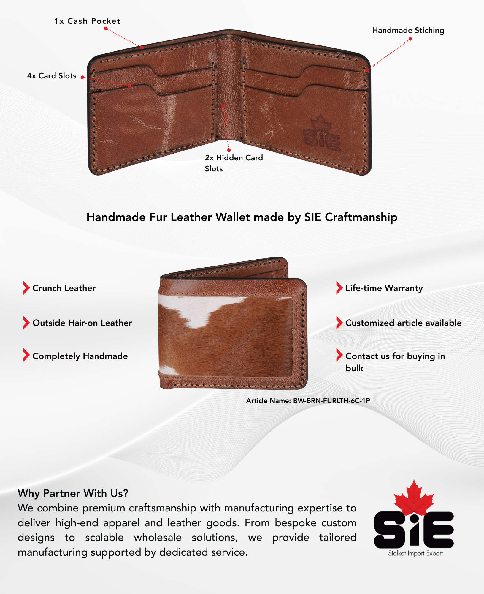 Hair-on Handmade Wallet Brown - Men's description image