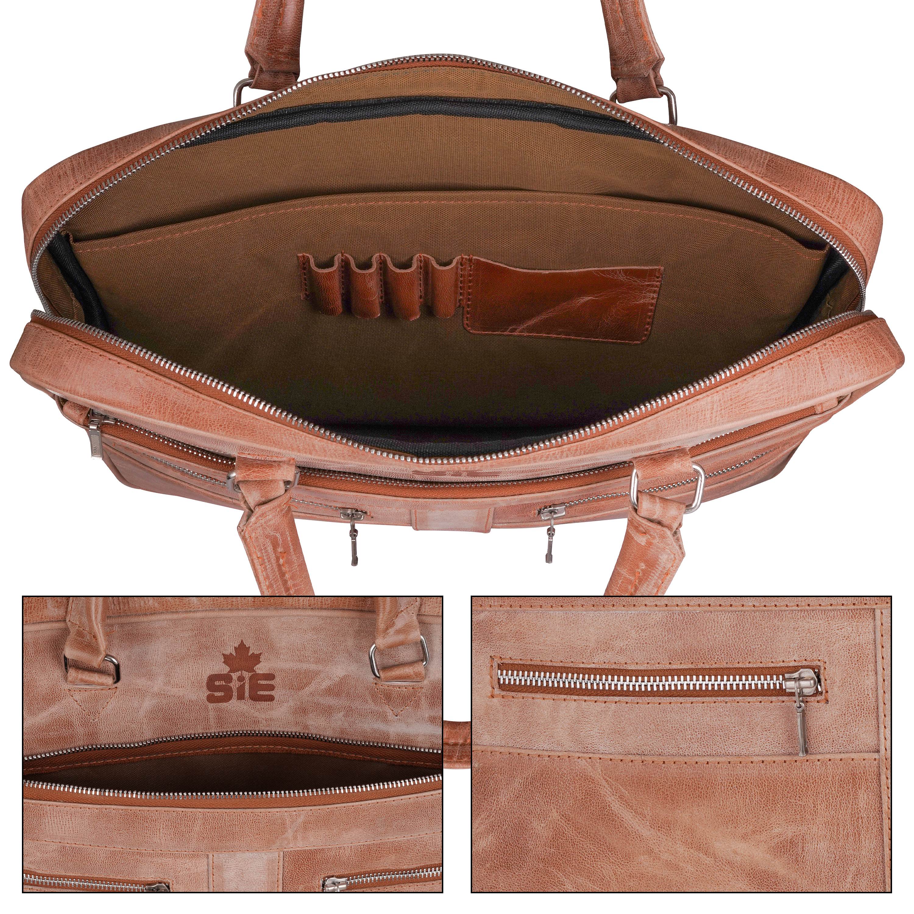 Crunch Leather Laptop Bag - Unisex