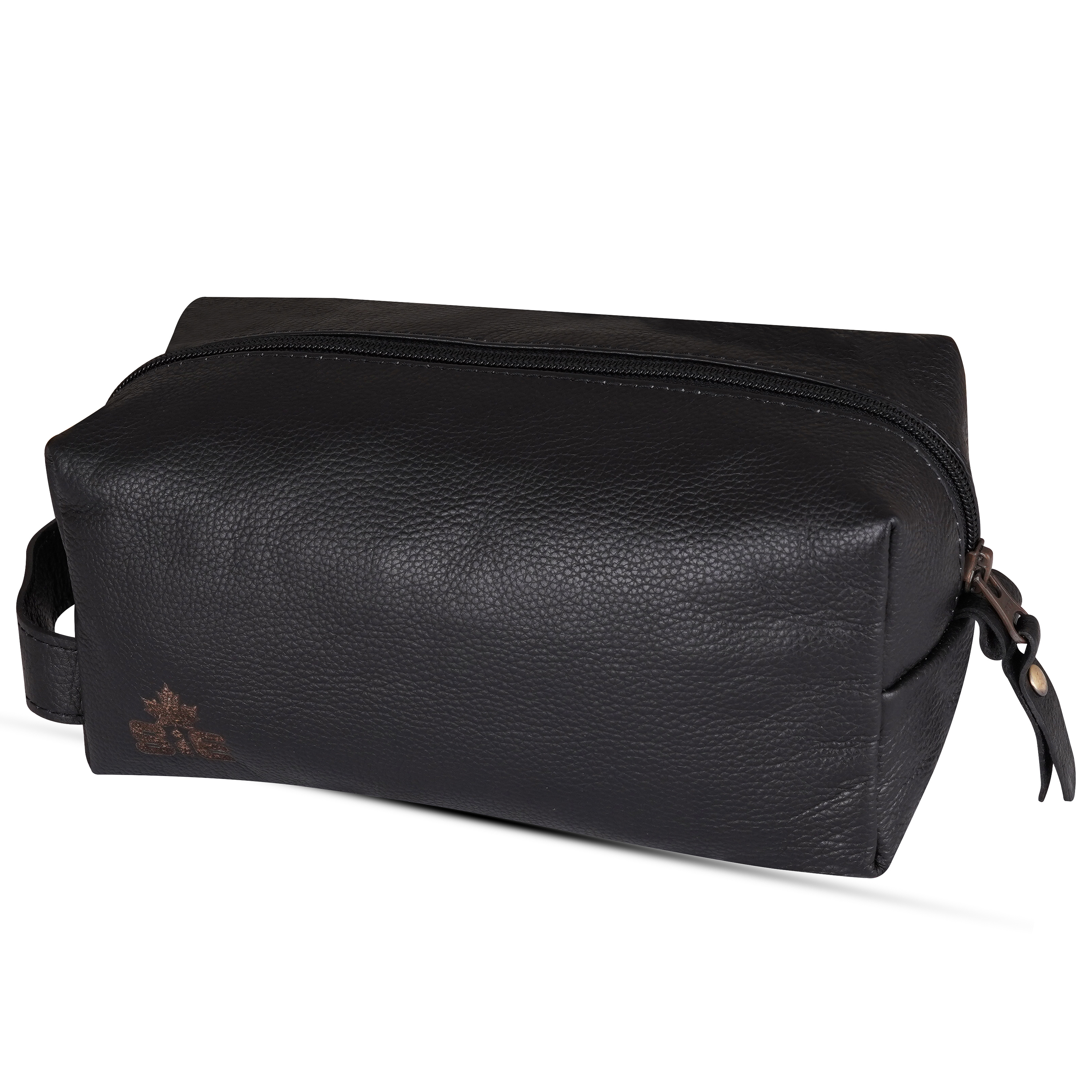 Black Leather Toiletry Pouch - Men's